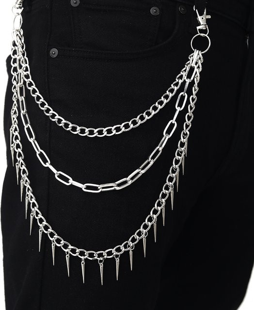 FNQUFUJ Hosenkette, Silber, Unisex, Spikes - Bild 1
