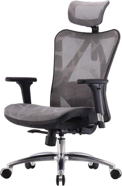 Ergonomischer Bürostuhl MCW J87 mit verstellbaren Armlehnen und Kopfstütze, Farbe Grau/Schwarz, Belastbarkeit 150 kg, B/T/H: 66 x 73 x 128 cm - Bild 2