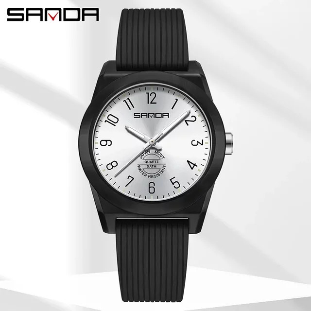 SANDA Armbanduhr, Quarz, Kunststoff, Silikon, Schwarz, Unisex - Bild 1
