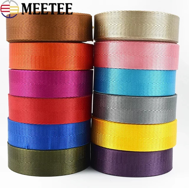 Meetee Nylon-Gurtband Set in Rot und Mehrfarbig, 10 Meter Länge, Breite: 20–50 mm, ideal als DIY-Nähzubehör für Taschen, Rucksäcke und Riemen - Bild 1