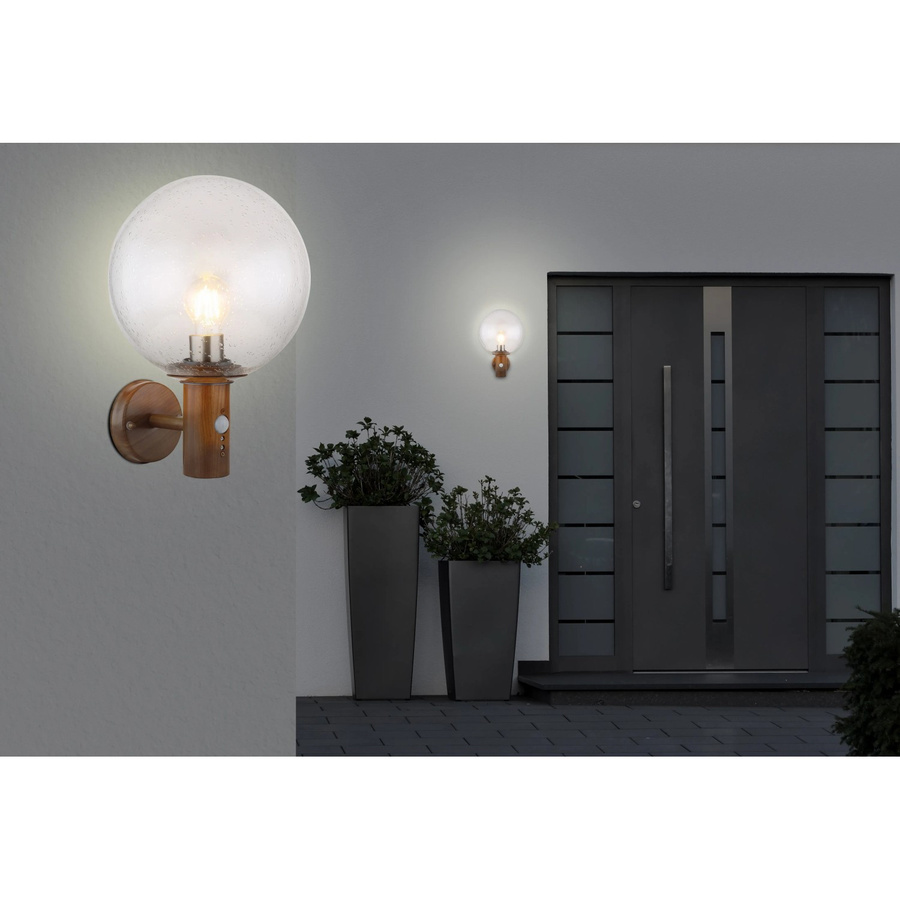 GLOBO LIGHTING Außenleuchte Ossy in Holzoptik mit Bewegungsmelder, Aluminiumdruckguss, braun, B: 25,0 cm, H: 37,0 cm, T: 25,0 cm - Bild 4
