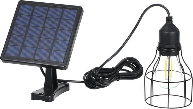 Solarbetriebene Pendelleuchte TOMTOP JMS in Schwarz, IP65 wasserfeste Außenleuchte mit E27-Fassung und transparentem Glas für den Garten - Bild 1