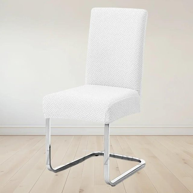 Bestbags Jacquard Stuhlbezug mit T-Muster in Weiß, elastischer Esszimmerstuhl Schutz für Büro und Restaurant - Bild 1