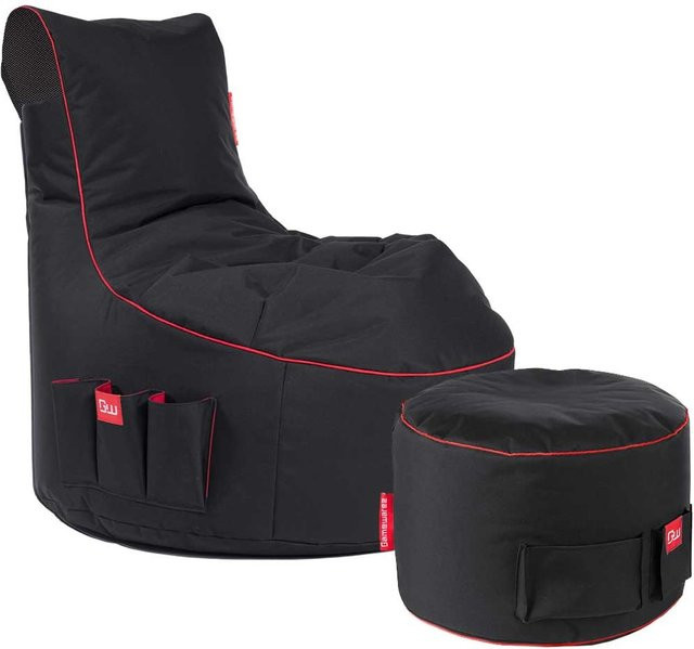 Gamewarez Gaming Sitzsack Bundle Classic Fabric Crimson Thunder in Schwarz/Rot - Bild 1