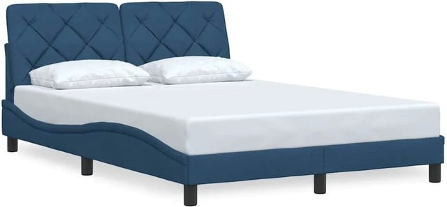 vidaXL Bettgestell mit Stoffbezug in Blau, B/T/H: 120 x 200 x 74,5 cm (ohne Matratze) - Bild 1