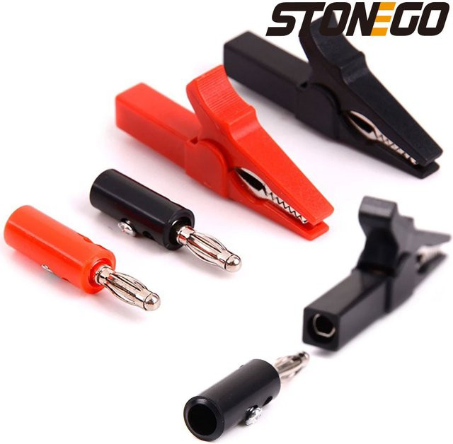 STONEGO 4-teiliges Testzubehör Set mit Krokodilklemmen und Bananensteckern in Rot und Schwarz - Bild 1