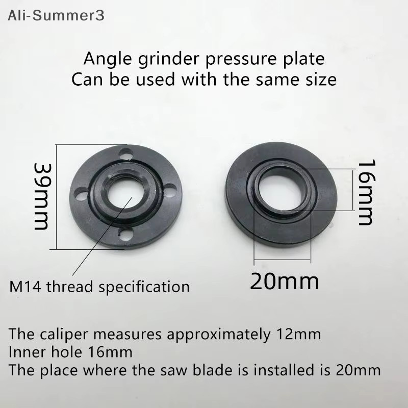 Innenflanschmutternsatz aus Stahl für Winkelschleifer mit M14 Welle, Blued Black Metalldruckplatte für 125 mm, 150 mm, 180 mm und 230 mm - Bild 3