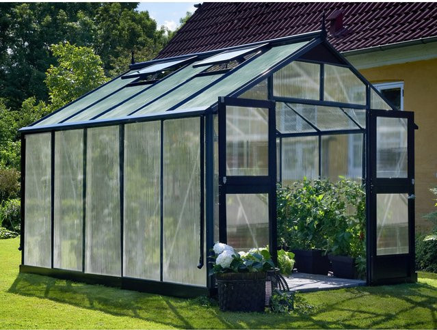 Juliana Gewächshaus Premium 10 Anthrazit mit Aluminiumrahmen und Polycarbonat-Platten für die Pflanzenzucht im Garten - Bild 1