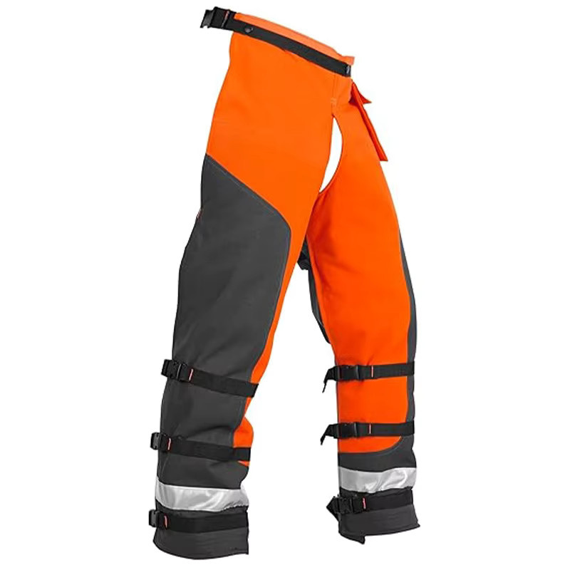 Orange Kettensägen-Schutzhose für die Forstwirtschaft als Sicherheits-Anti-Schnitt-Arbeitshose - Bild 1
