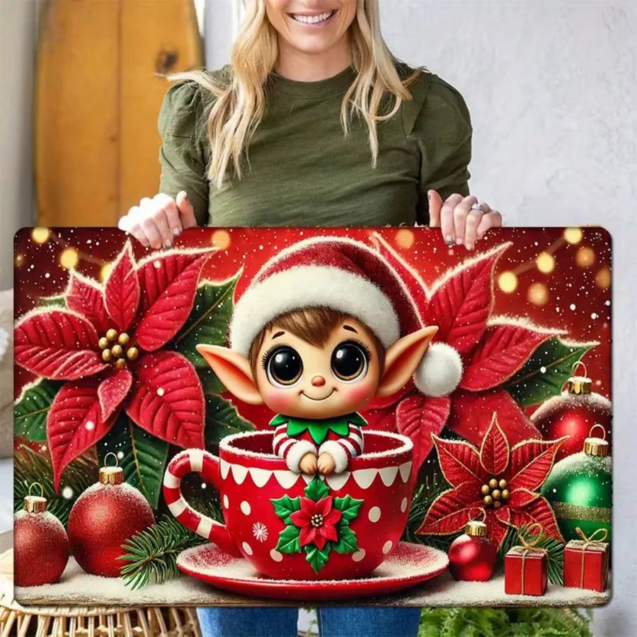 VIKAMA Weihnachtliche Fußmatte als Willkommens-Teppich für Eingangsbereich und Korridor - Bild 2