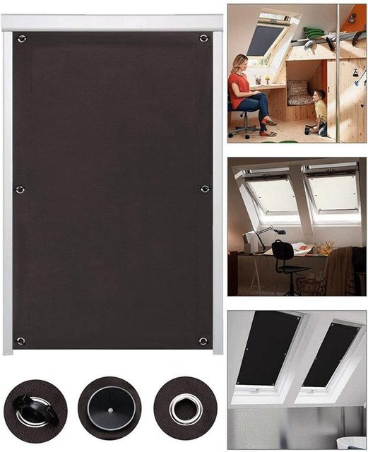 Verstellbarer Verdunkelungsrolllo mit Saugnapf als Sonnenschutz, UV-beständig, Schwarz, B: 76 cm, H: 93 cm - Bild 1