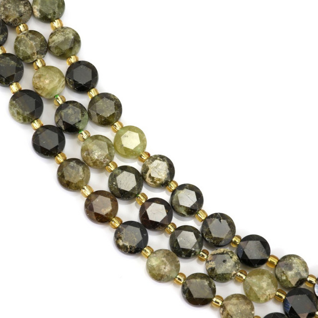 Perlenstrang Grüner Granat, facettiert, rund, 8 mm - Bild 1