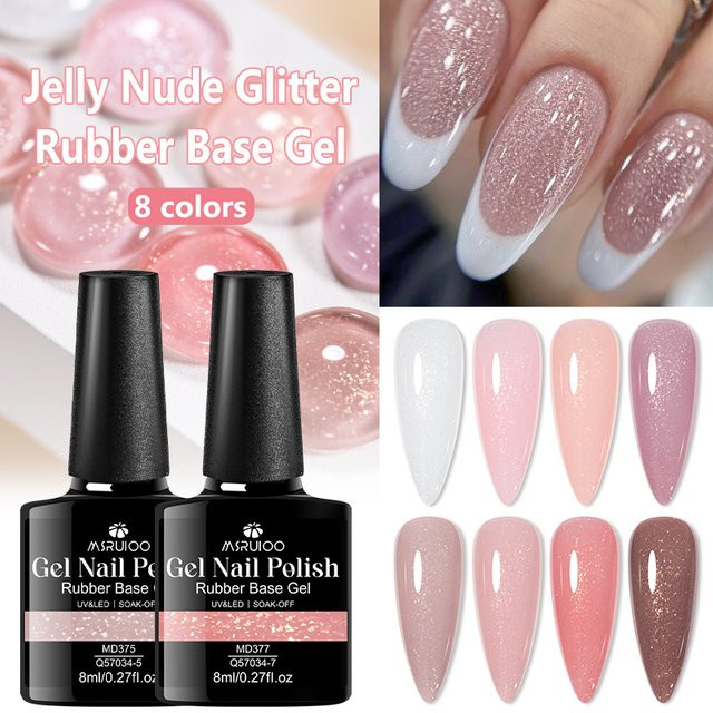 MSRUIOO Jelly Nude Rubber Base Gel Polish, 8ml, Nude, Schimmernd - Bild 1