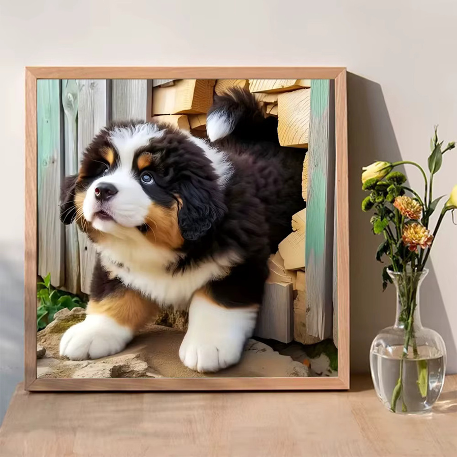 Momoart 5D DIY Diamant-Mosaik Hund Tierbild mit bunten Strasssteinen als Kreuzstich-Set, B/H: 20 x 20 cm - Bild 3