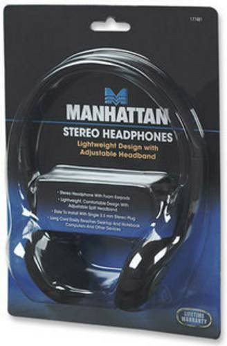 Manhattan 177481 On-Ear Kopfhörer kabelgebunden mit 3,5 mm Klinkenanschluss Schwarz - Bild 1