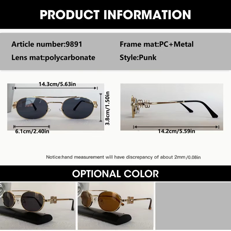 OCYCO Sonnenbrille, oval, Metall, Gold, Unisex, Vollrand - Bild 2