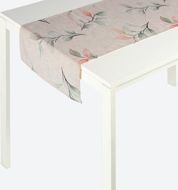Tischläufer aus Poly-Leinen in Grau und Beige mit grafischem Design, B/H: 40 x 140 cm - Bild 1