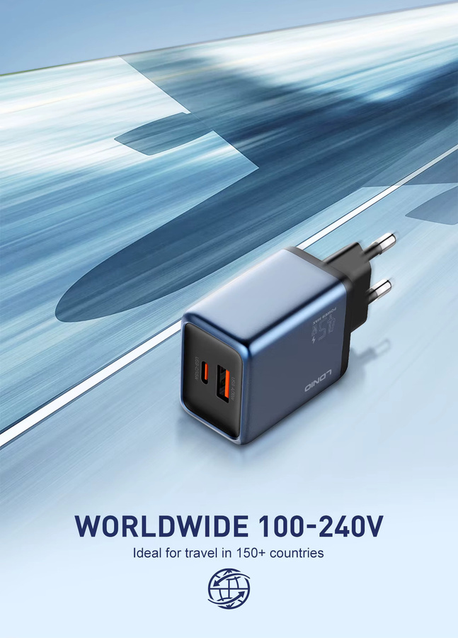 LDNIO Gan 45W Schnellladegerät Typ-C in Blau für iPhone, Xiaomi und Samsung - Bild 5