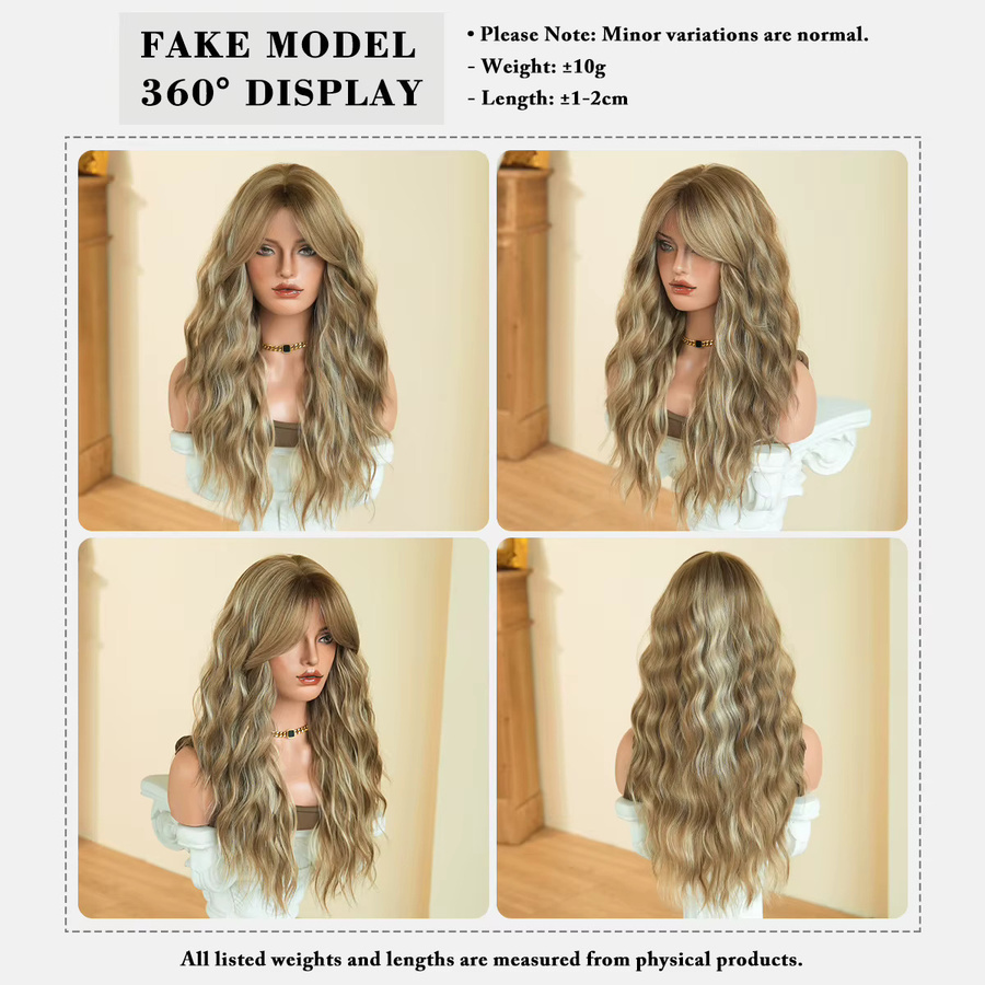 7JHH WIGS Perücke, lange Wasserwellen, Aschblond, Damen - Bild 5
