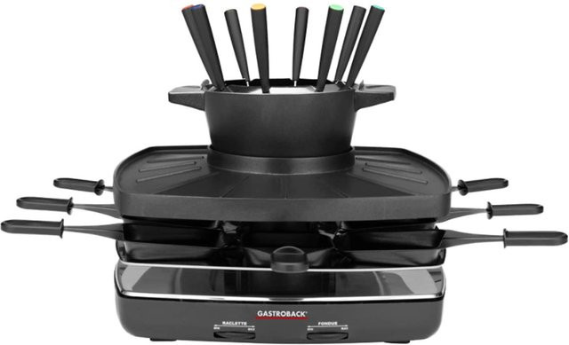 Gastroback Family and Friends Raclette und Fondue Set in Schwarz mit einstellbarem Thermostat und Antihaftbeschichtung - Bild 1