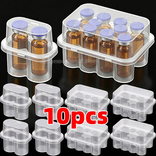 Tragbare Peptid-Aufbewahrungsbox mit 10 Fächern für 3ml Glasfläschchen und Mikroröhrchen, transparenter Kühlschrank-Organizer aus Kunststoff - Bild 1