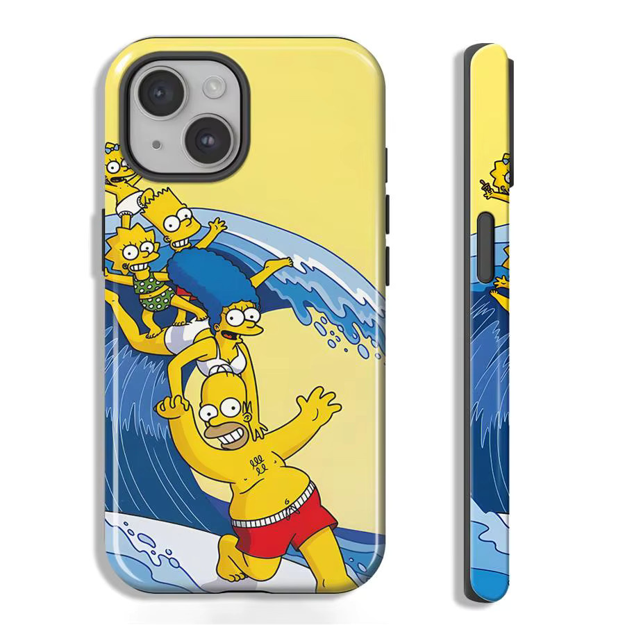 Schutzhülle mit Surfing Homer Jay Simpson Design für Apple iPhone 17 16 15 14 13 12 Pro Max Plus Air XS XR in Multicolour - Bild 2