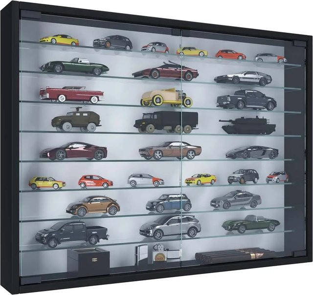 VCM Mandosa XXL Hängevitrine aus Glas mit ESG-Sicherheitsglas und 2 Glastüren, Schwarz, H x B x T: 60 x 80 x 10 cm - Bild 2