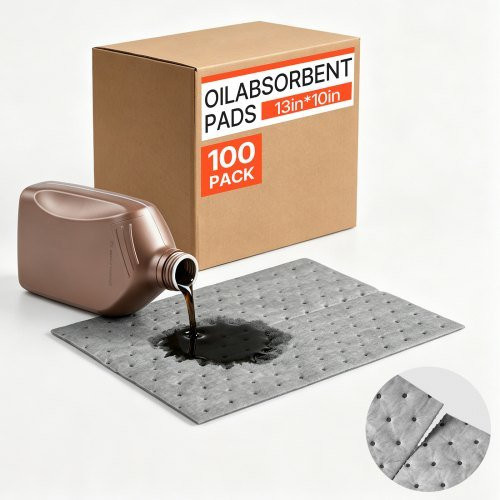 VEVOR Ölsaugtücher 100 Stück, graue Auffangmatten für Öl und Wasserbasis, 3-lagige Polypropylen-Struktur, B/B/H: 33,0 x 28,8 x 0,29 cm - Bild 1