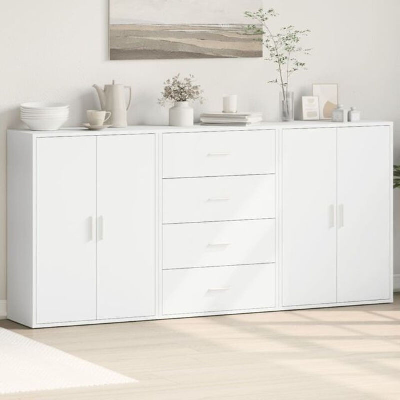Vidaxl Set aus 3 Sideboards Modern Weiß aus Holzwerkstoff B/T/H: 60 x 31 x 84 cm - Bild 1