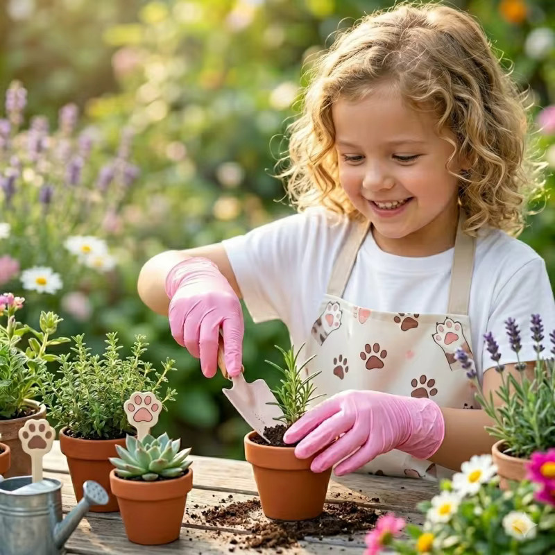 INMAICH Einweg-Handschuhe für Kinder von 4-12 Jahren, latexfrei und puderfrei, Farbe: pink - Bild 2