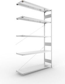 Meta Steckregal Anbauregal S3 CLIP 200 AR verzinkt in Silber mit 5 Böden B/T/H: 250 x 150 x 40 cm - Bild 1