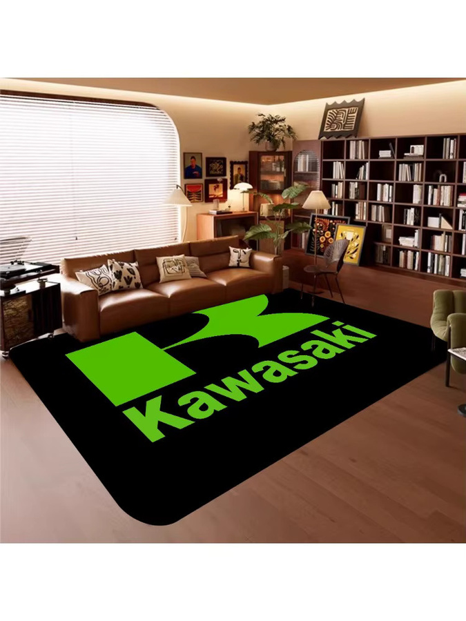 Kawasaki Druckteppich in Schwarz und Grün, rutschfester Teppich für Wohnzimmer, Schlafzimmer oder Kinderzimmer - Bild 4