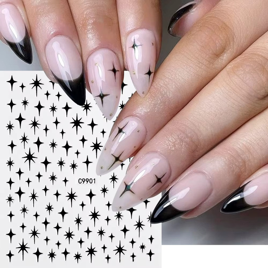 MAFANAILS Nail Art Aufkleber 3D vierzackiger Stern, Gold/Silber, Metallic - Bild 2
