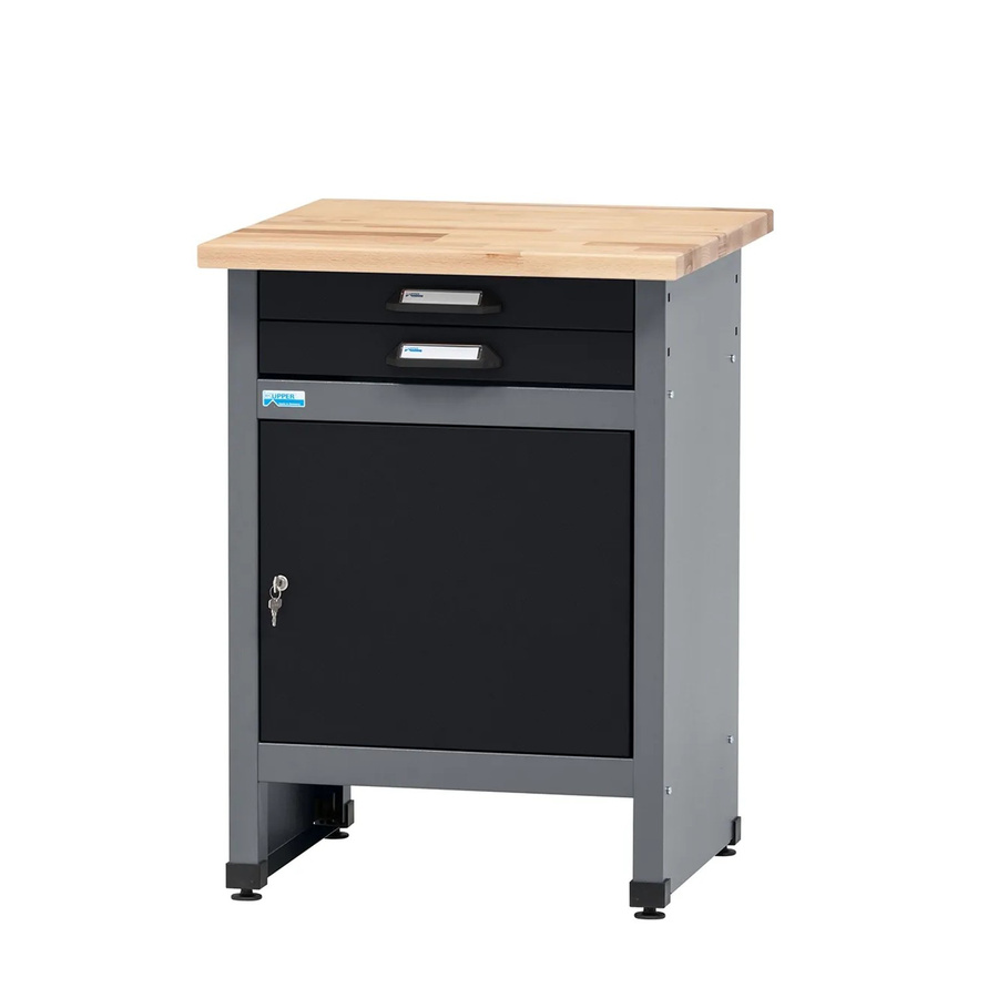 Küpper Werkbank eintürig mit 2 Schubladen Schwarz-Hellgrau B/T/H: 84 x 60 x 60 cm - Bild 2