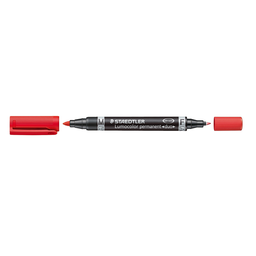 STAEDTLER Lumocolor Duo 348 Permanentmarker mit zwei Spitzengrößen in Schwarz und Rot - Bild 2
