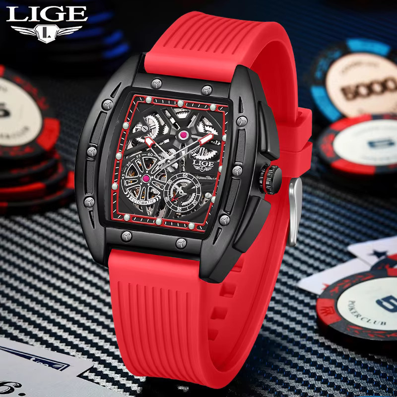 LIGE Armbanduhr Automatik, Silikon, Schwarz, Herren - Bild 2