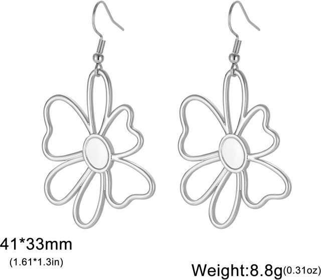 Hängeohrringe Blume, Edelstahl, Gold, Damen - Bild 1
