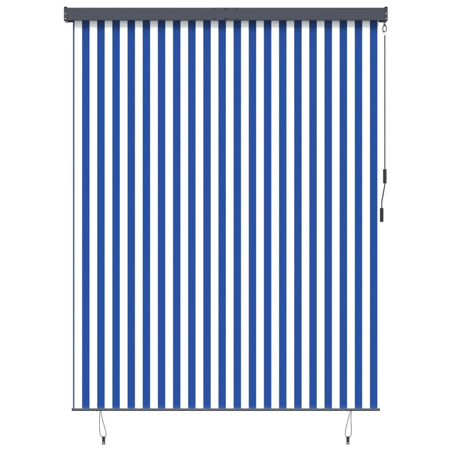 vidaXL Rollo Gestreift Blau-Weiß aus Polyester und Aluminium, Breite: 200 cm, Höhe: 250 cm - Bild 2