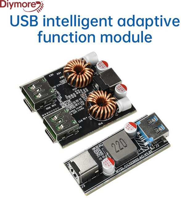 diymore DIY Motherboard Desktop Ladegerät Modul mit 100W bis 140W PD QC AFC FCP VOOC Unterstützung in Schwarz - Bild 1