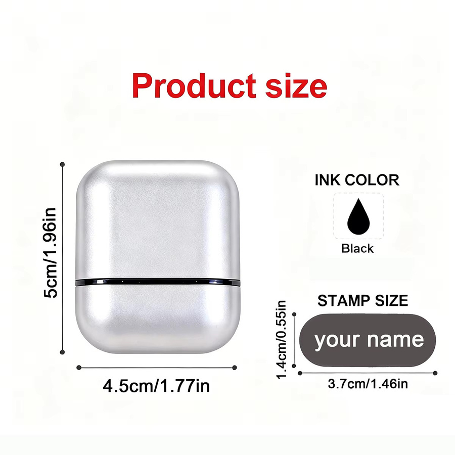 Personalisierter Namensstempel mit Metallgehäuse in Silber für Geschäftssignaturen und Markierungen - Bild 1