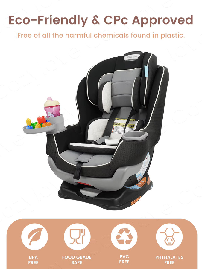 Kisslanding 3-in-1 erweiterbare Reiseablage für Kinder in Pink mit 360 Grad Getränkehalter und Untersetzer für Autositze und Kinderwagen - Bild 4