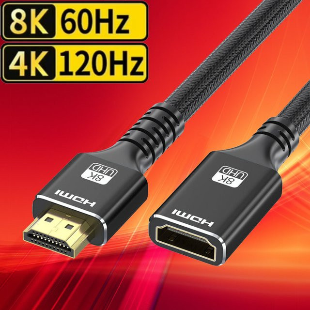 VBDWRM HDMI 2.1 Verlängerungskabel 8K in Schwarz mit geflochtenem Design für PS5, Xbox und HDTV - Bild 1