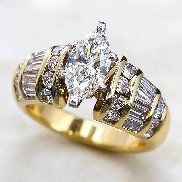 Huitan Damenring, Bicolor, Zirkonia, Gold - Bild 1