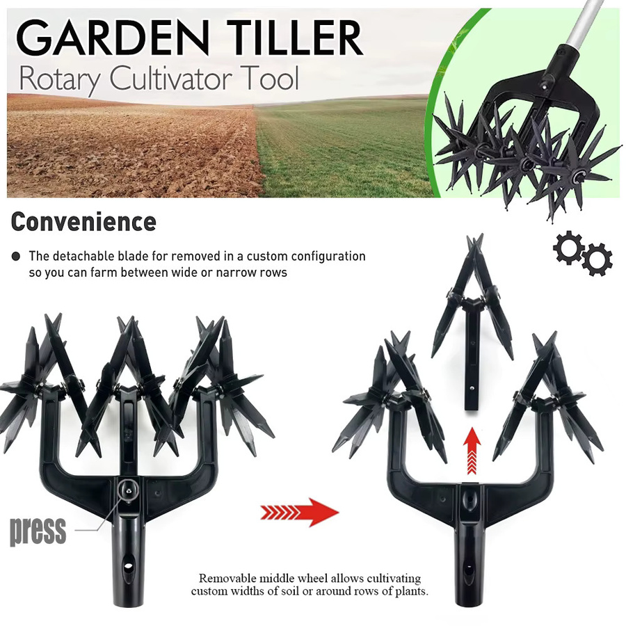QDS 2-in-1 Gartenbelüfter und Vertikutierer in Schwarz als Rotationsgrubber und Bodenfräse - Bild 3