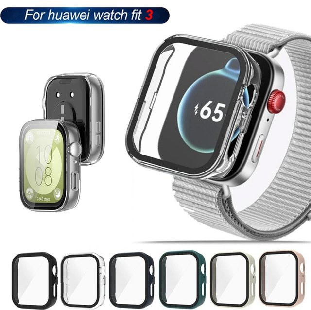 Mptionx Uhrengehäuse für Huawei Uhr fit 3, Glas, Schwarz, transparent - Bild 1