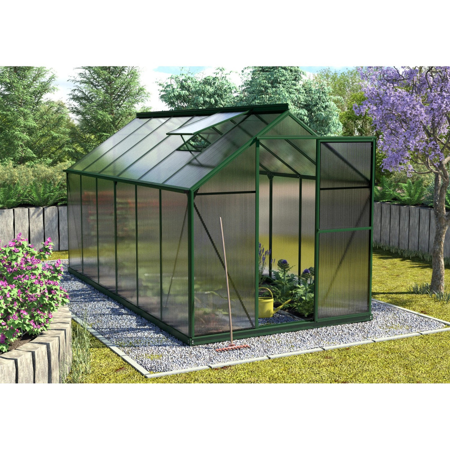 Vitavia Gewächshaus Triton 7500 HKP Vorzugsset in Smaragdgrün mit Polycarbonat-Platten, Stahlfundamentrahmen, 2 Dachfenstern und Regenrinnen - Bild 2