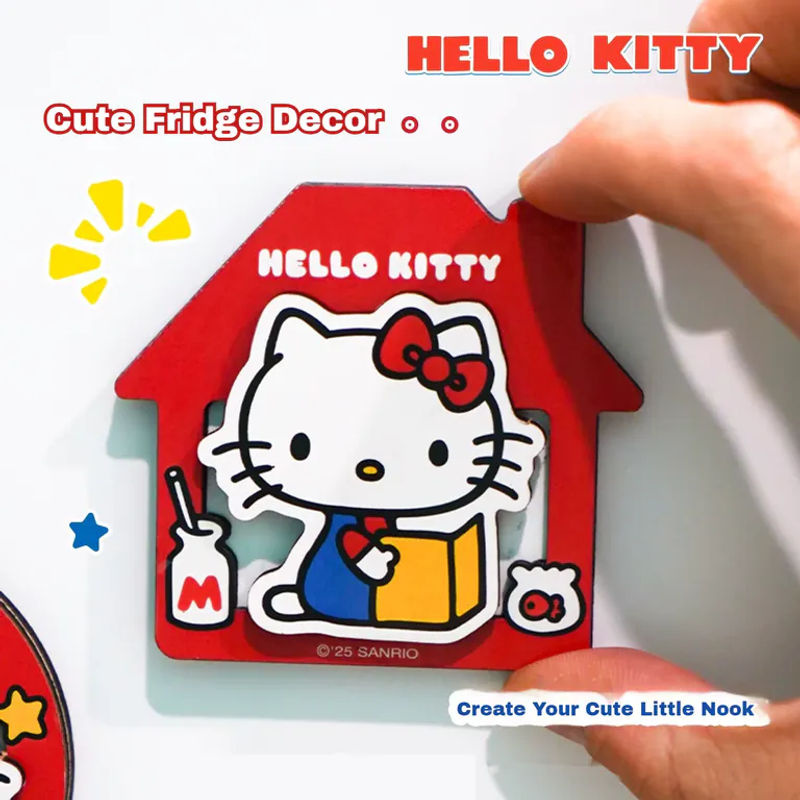 Sanrio Hello Kitty Kühlschrankmagnet aus Holz im Kawaii INS-Stil als niedliche Dekoration - Bild 3