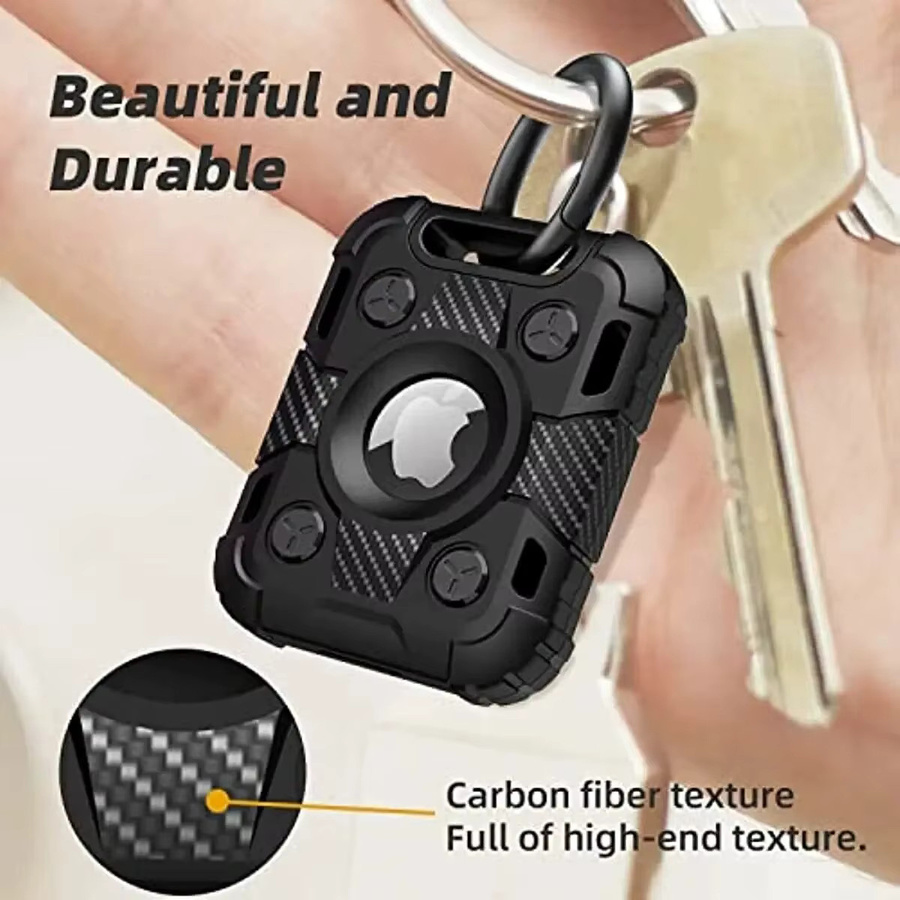 Stoßfeste AirTag Hülle mit Schlüsselanhänger für Apple AirTag in Schwarz oder Weiß - Bild 3