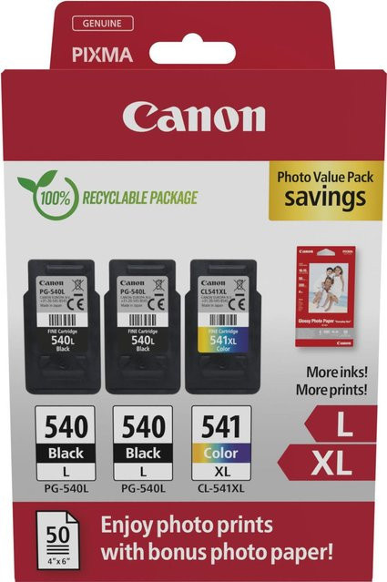 Canon Photo Value Pack Tintenpatronen PG-540L und CL-541XL Set in Schwarz und Multicolor für PIXMA Drucker - Bild 1