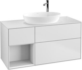 V&B Waschtischunterschrank Finion mit Wandbeleuchtung, Farbe: Weiß lackiert, B: 120 cm, T: 50,1 cm, H: 50,1 cm - Bild 1